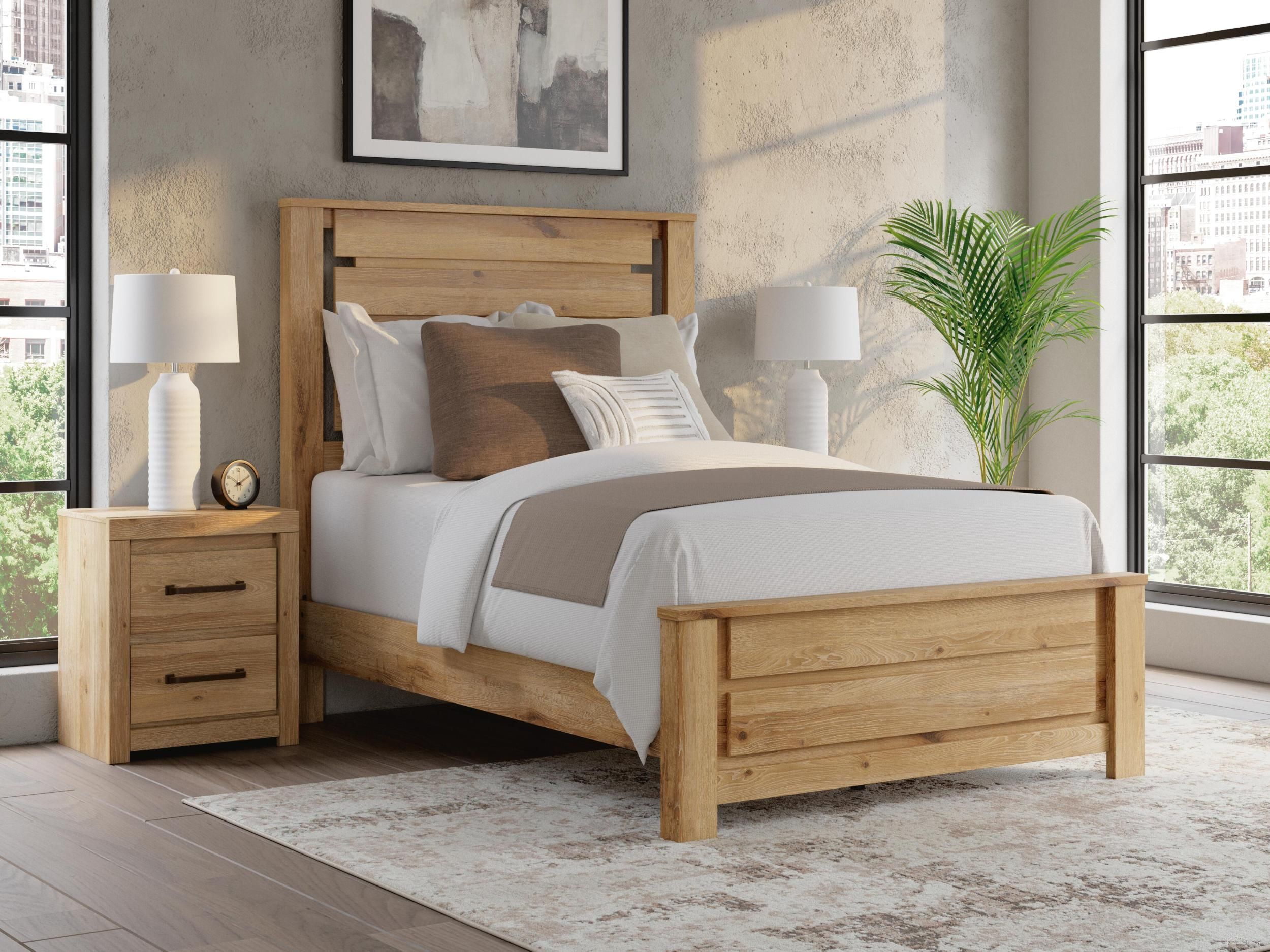 Brozmont Youth Panel Platform Bedroom Set In Tan