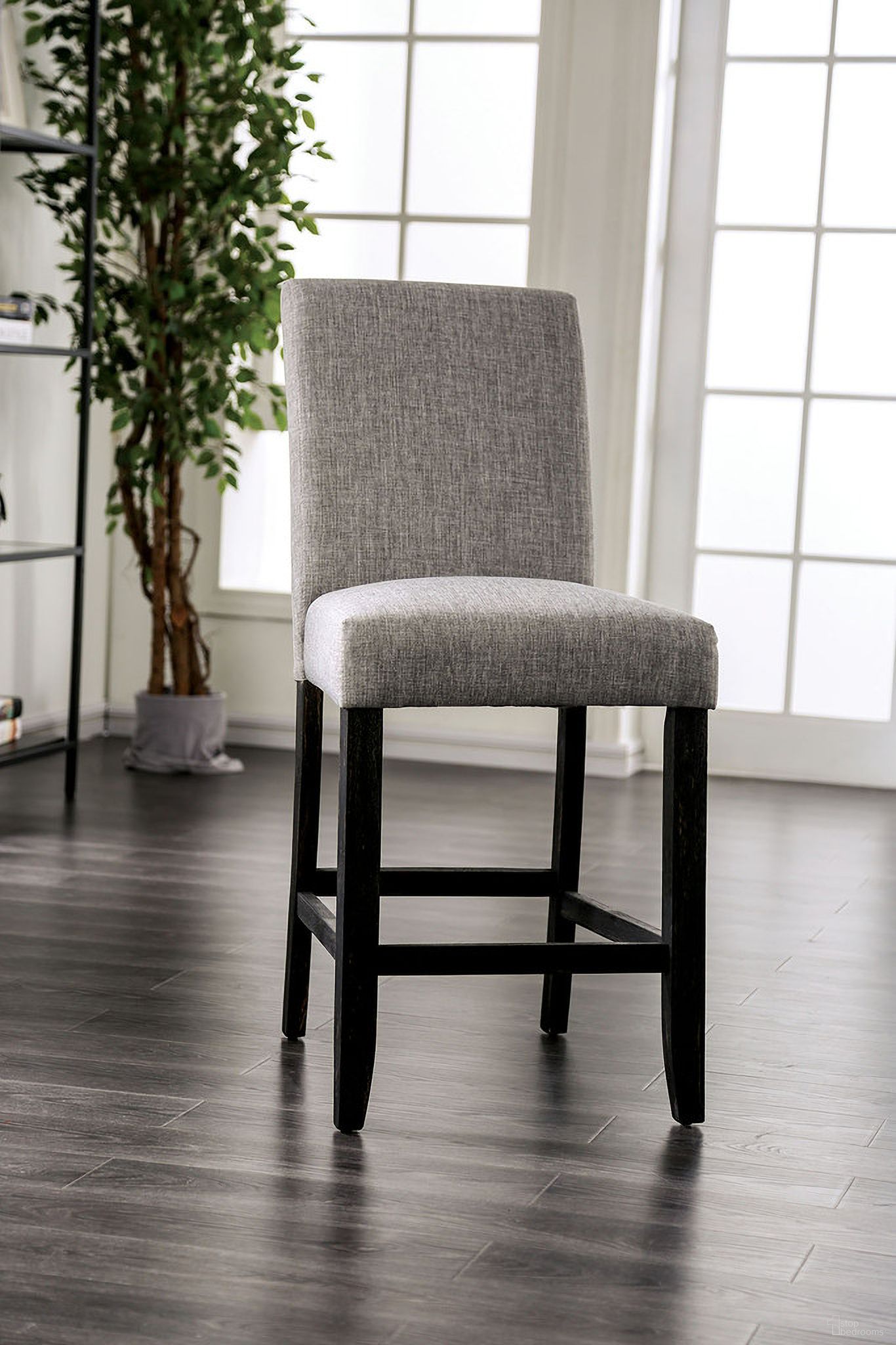The appearance of Brule Counter Height Side Chair Set of 2 In Light Gray designed by Furniture of America in the transitional interior design. This light gray piece of furniture was selected by 1StopBedrooms from Brule Collection to add a touch of cosiness and style into your home. Sku: CM3736LG-PC-2PK. Material: Wood.