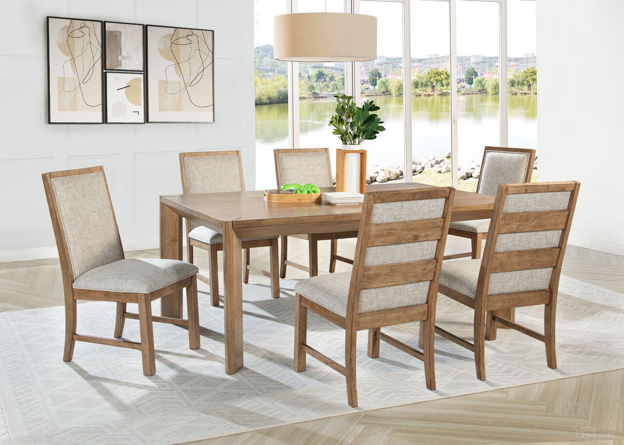The appearance of Bruner Rectangular Wood Dining Room Set In Natural Brown designed by Coaster in the country / farmhouse interior design. This natural brown piece of furniture  was selected by 1StopBedrooms from Bruner Collection to add a touch of cosiness and style into your home. Sku: 109101;109102. Table Top Shape: Rectangular. Material: Ash Veneer. Size: 42" x 72".