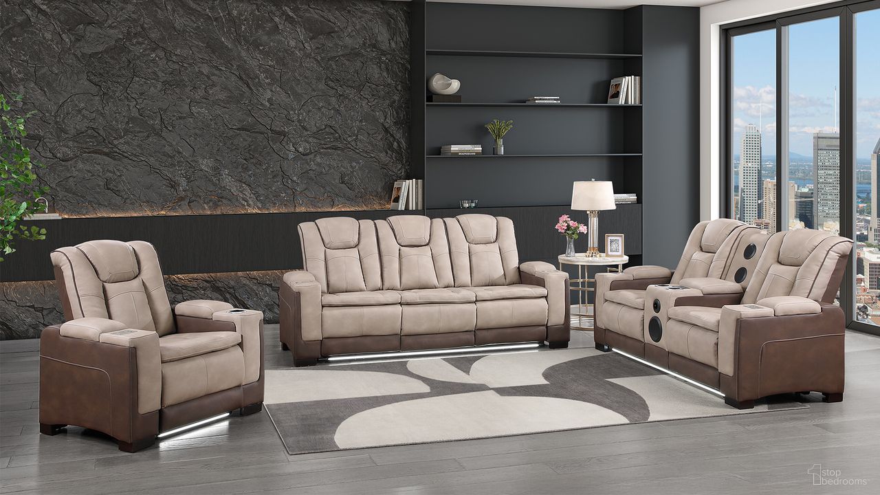Bruno Power Reclining Living Room Set In Brown