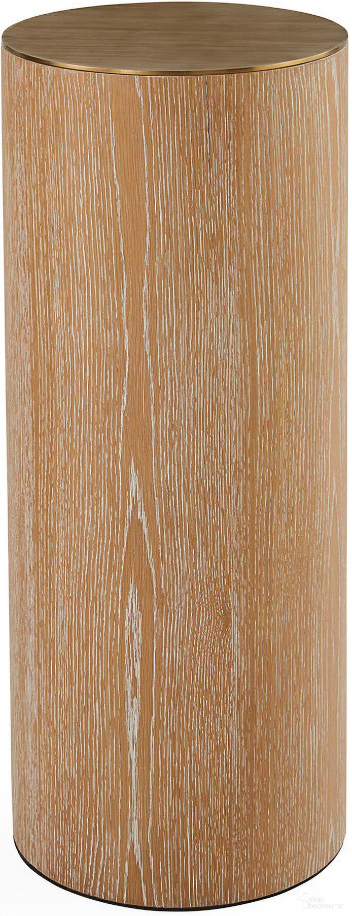 The appearance of Brussels Pedestal In Natural Oak and Brass designed by Jonathan Adler in the modern / contemporary interior design. This natural oak and brass piece of furniture  was selected by 1StopBedrooms from Brussels Collection to add a touch of cosiness and style into your home. Sku: 33372. Material: Oak Veneer.