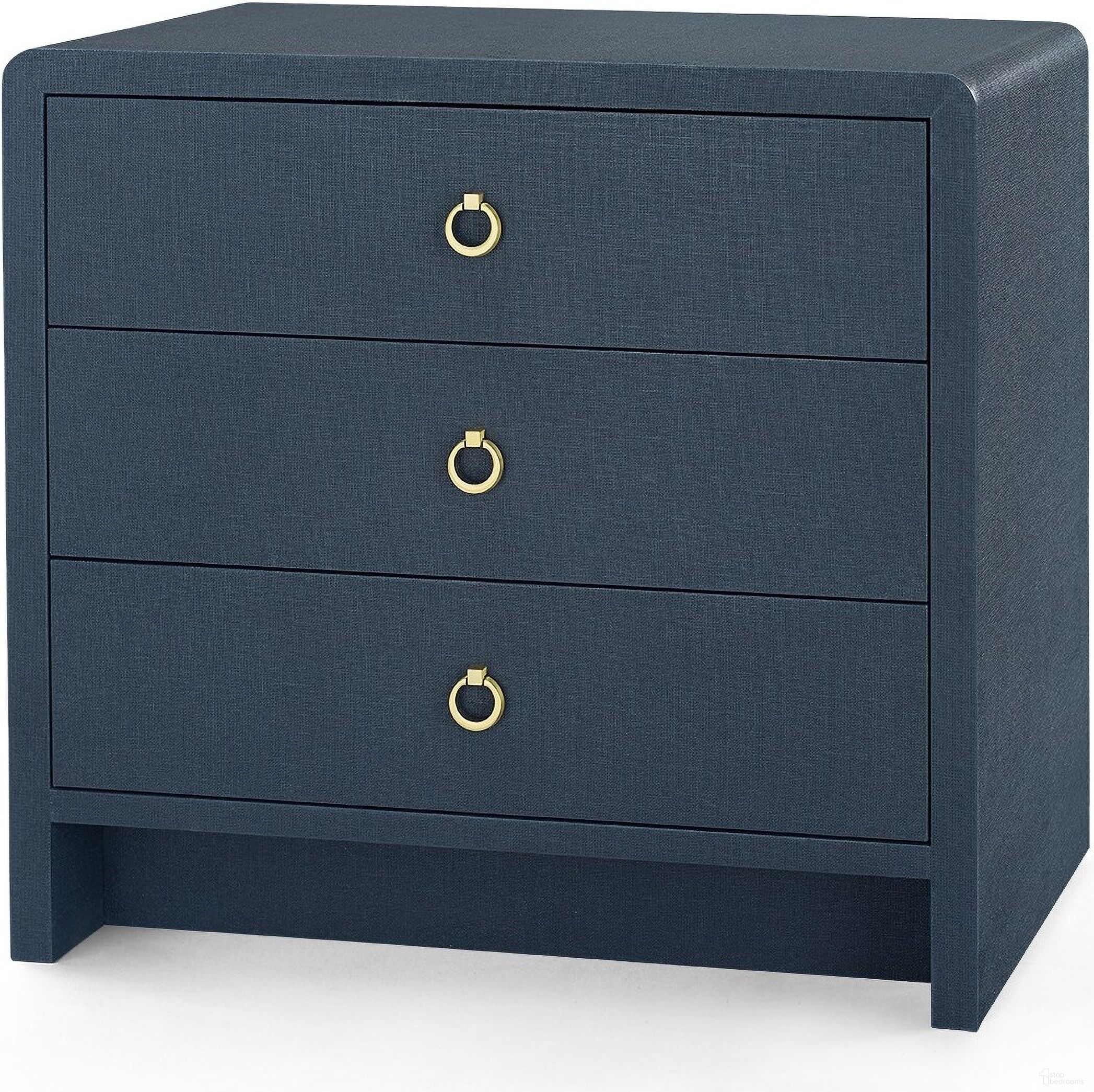 The appearance of Bryant Linen 3-Drawer Side Table In Blue Steel designed by Villa & House in the transitional interior design. This blue piece of furniture  was selected by 1StopBedrooms from Bryant Collection to add a touch of cosiness and style into your home. Sku: BRY-130-5198. Material: Linen.
