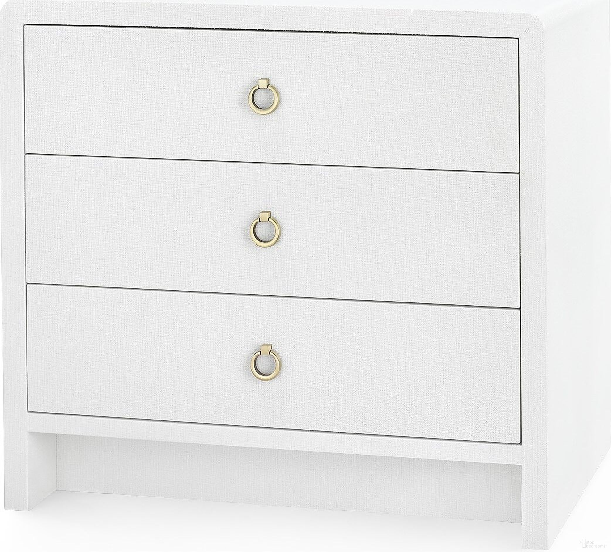 Bryant Linen 3-Drawer Side Table In Chiffon White