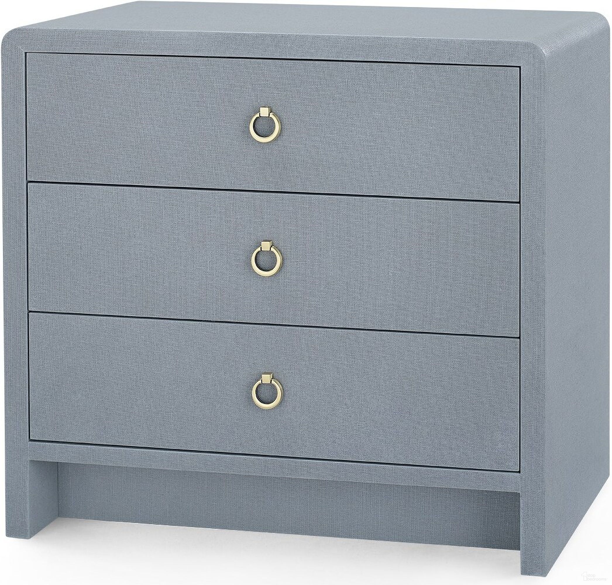 Bryant Linen 3-Drawer Side Table In Winter Gray