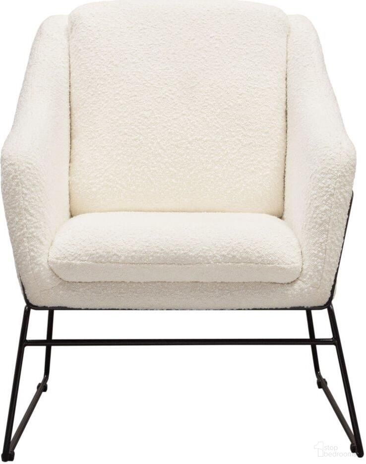 Bryce Accent Chair In Ivory Boucle Wrapped In Black Powder Coated Metal Frame