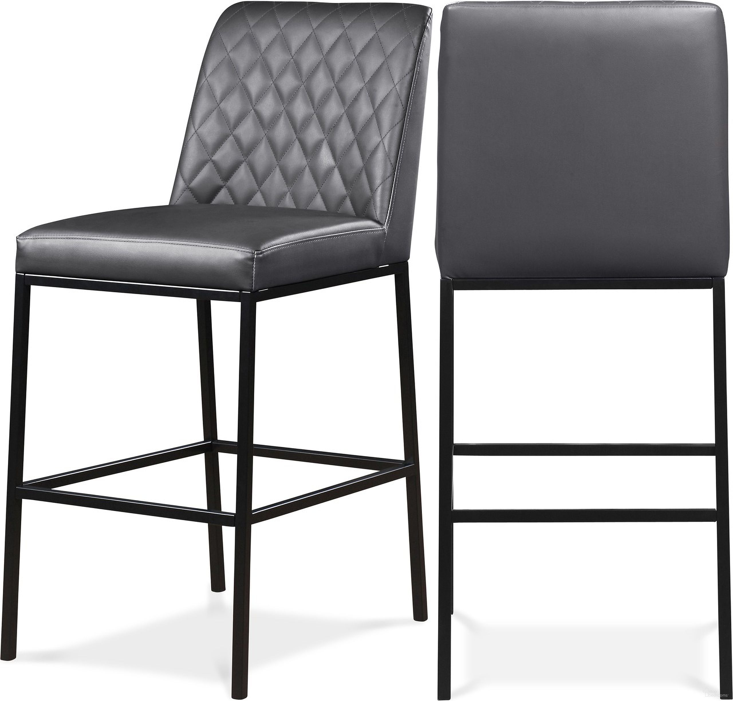 Bryce Vegan Leather Stool Set of 2 In Grey