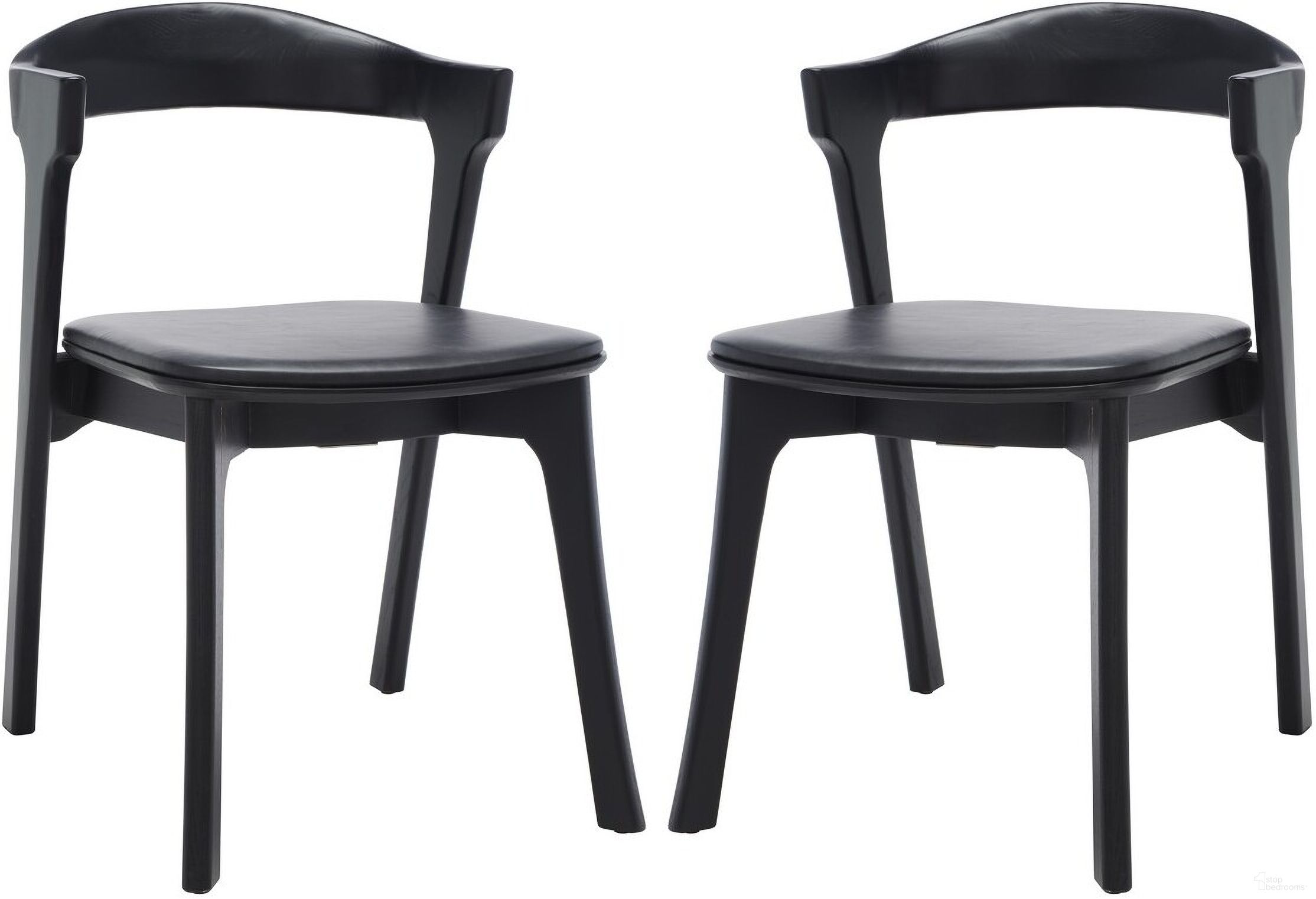 The appearance of Brylie Wood and Leather Chair Set of 2 In Black designed by Safavieh Couture in the modern / contemporary interior design. This black piece of furniture  was selected by 1StopBedrooms from Brylie Collection to add a touch of cosiness and style into your home. Sku: SFV4126A-SET2. Material: Wood. Chair Type: Side Chair.