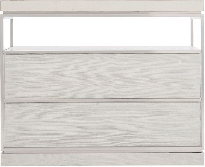 The appearance of Bryne Nightstand designed by Bernhardt in the modern / contemporary interior design. This white marble/tarnished nickel/bone piece of furniture was selected by 1StopBedrooms from Bryne Collection to add a touch of cosiness and style into your home. Sku: 386218. Material: Steel.