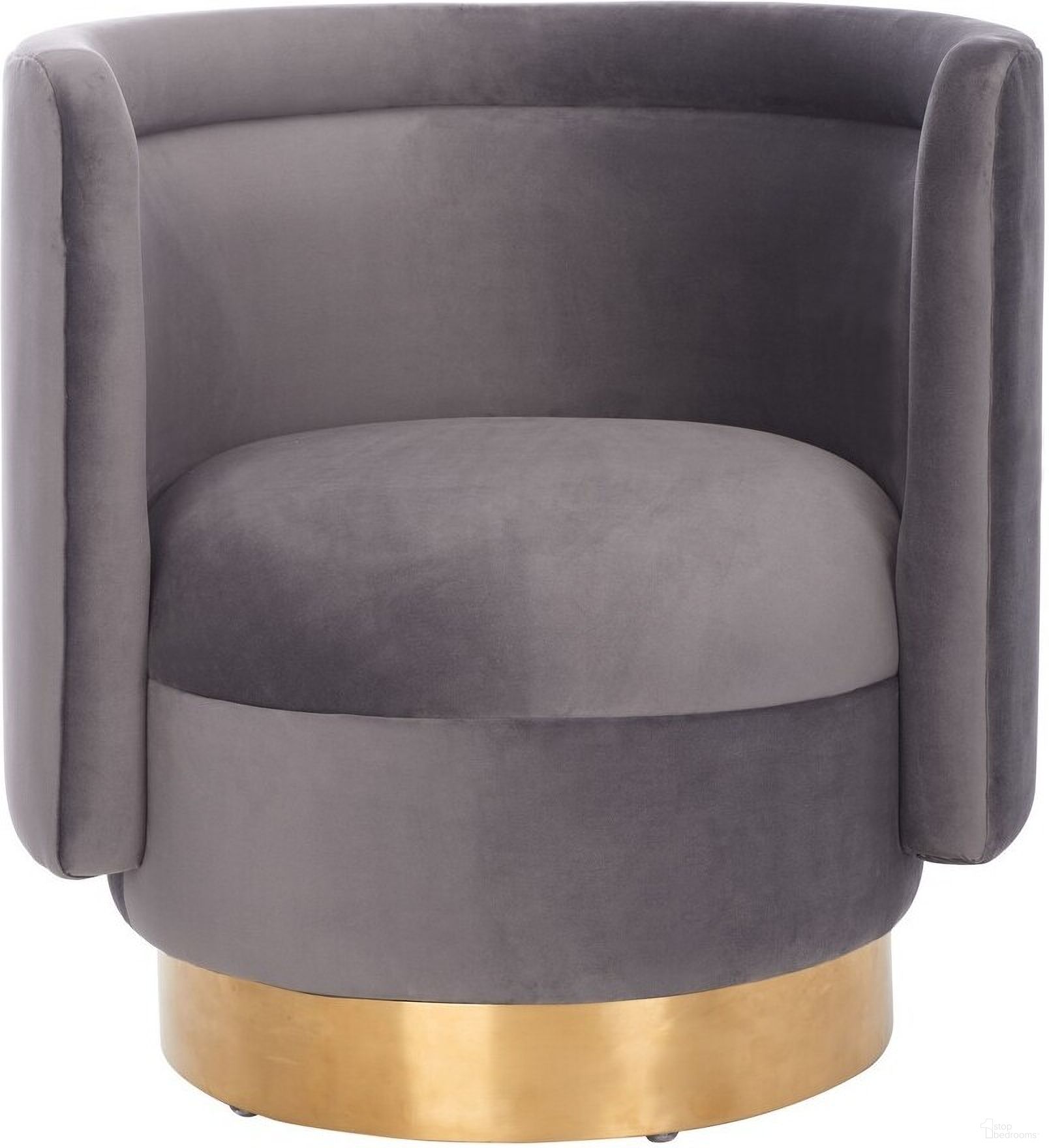 The appearance of Brynlee Swivel Accent Chair In Slate And Gold designed by Safavieh Couture in the glam interior design. This slate and gold piece of furniture was selected by 1StopBedrooms from Brynlee Collection to add a touch of cosiness and style into your home. Sku: SFV4721A. Material: Wood.