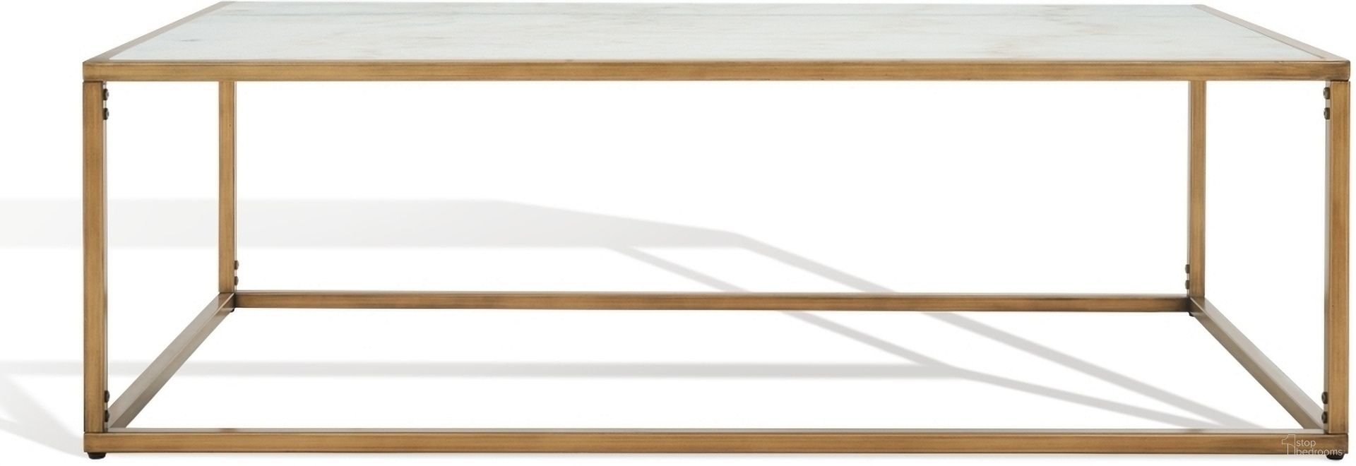The appearance of Brynna Rectangle Marble Coffee Table In Bronze And White designed by Safavieh Couture in the glam interior design. This bronze piece of furniture was selected by 1StopBedrooms from Brynna Collection to add a touch of cosiness and style into your home. Sku: SFV9515A. Material: Metal.
