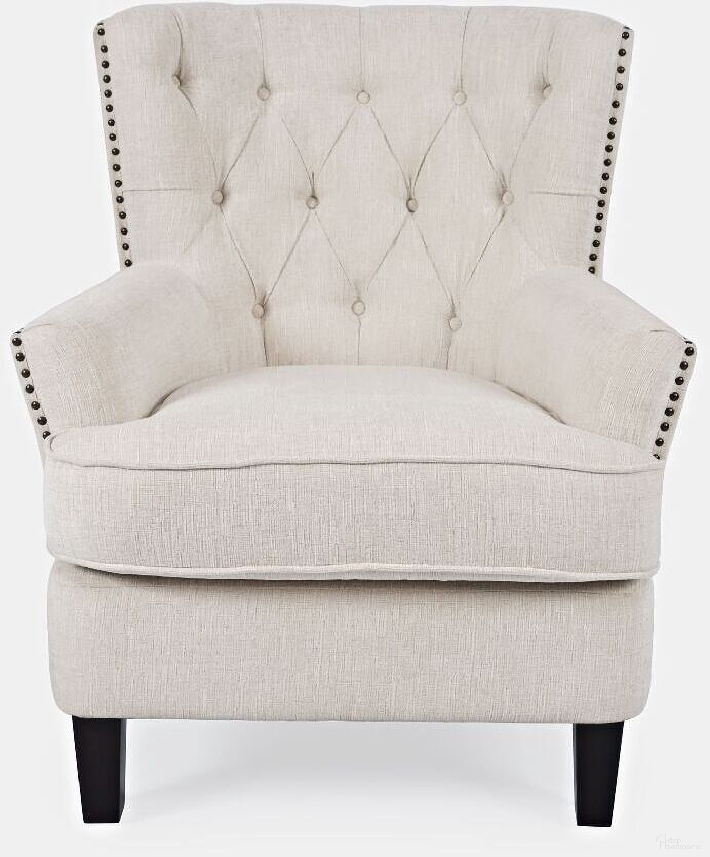 The appearance of Bryson Upholstered Accent Chair with Nailhead Trim In Oat designed by Jofran in the transitional interior design. This oat piece of furniture was selected by 1StopBedrooms from Bryson Collection to add a touch of cosiness and style into your home. Sku: BRYSON-CH-OAT. Material: Plywood.