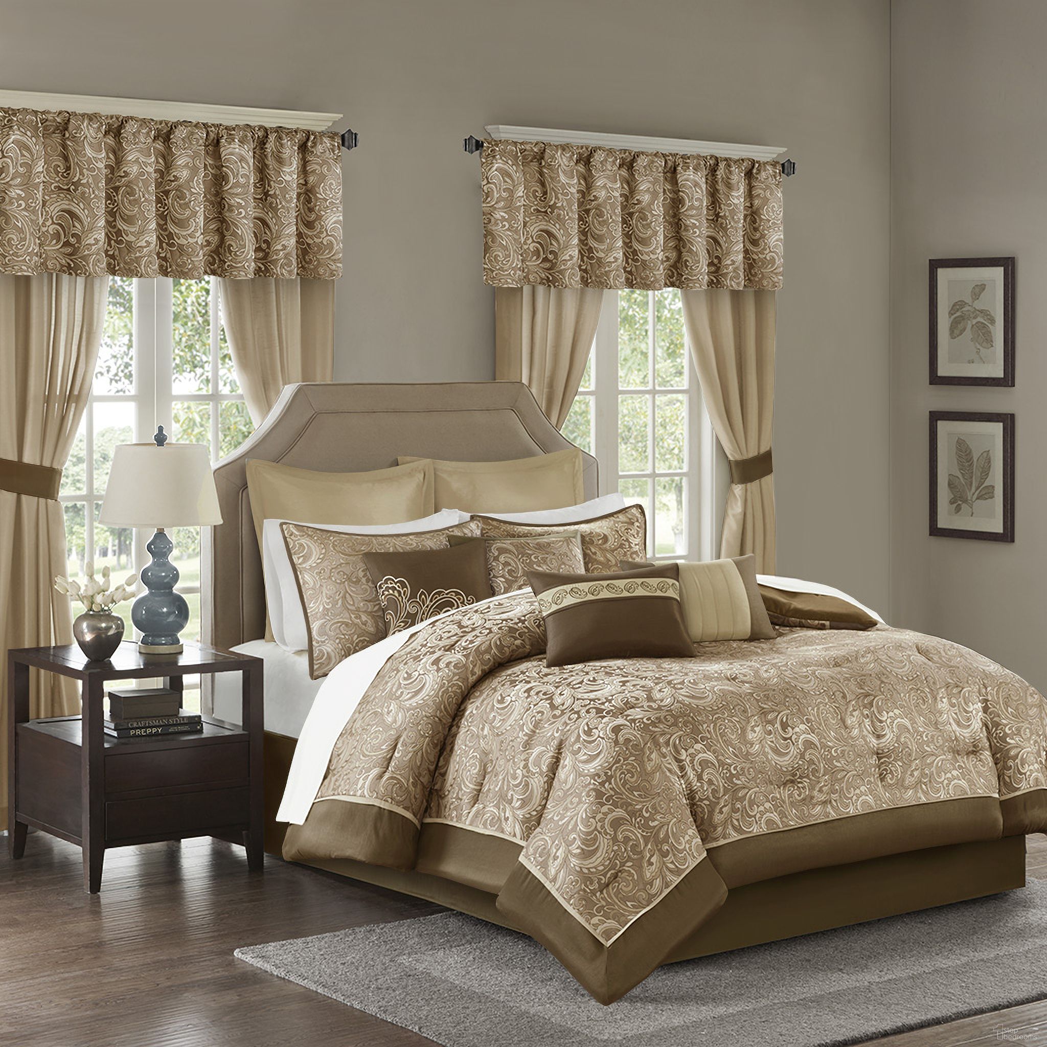 Brystol Polyester Queen Jacquard 24 Piece Room In A Bag In Brown