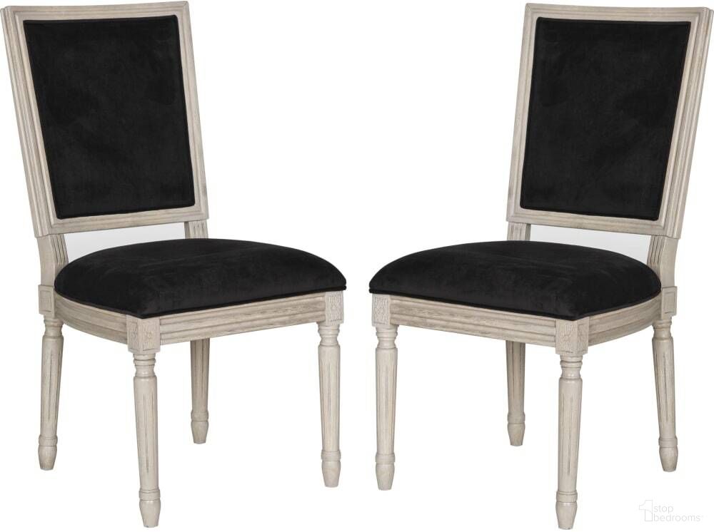 The appearance of Buchanan Black and Rustic Grey French Brasserie Velvet Rect Side Chair Set of 2 designed by Safavieh in the modern / contemporary interior design. This black and grey piece of furniture was selected by 1StopBedrooms from Buchanan Collection to add a touch of cosiness and style into your home. Sku: FOX6229L-SET2. Material: Wood. Chair Type: Side Chair.