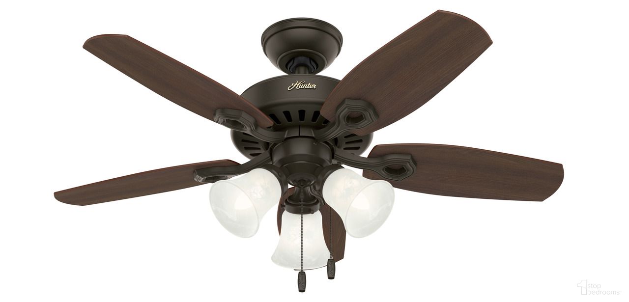 The appearance of Builder 42 Inch Ceiling Fan with LED Light Kit and Pull Chain In New Bronze and Brazilian Cherry designed by Hunter Fan in the traditional interior design. This new bronze/brazilian cherry piece of furniture  was selected by 1StopBedrooms from Builder Collection to add a touch of cosiness and style into your home. Sku: 52107. Material: MDF.