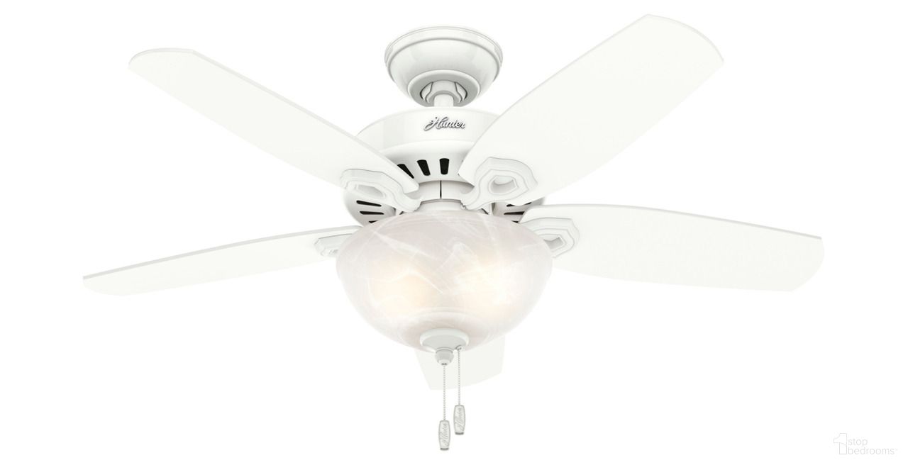 The appearance of Builder 42 Inch Ceiling Fan with LED Light Kit and Pull Chain In Snow White designed by Hunter Fan in the traditional interior design. This snow white piece of furniture was selected by 1StopBedrooms from Builder Collection to add a touch of cosiness and style into your home. Sku: 52217. Material: MDF.