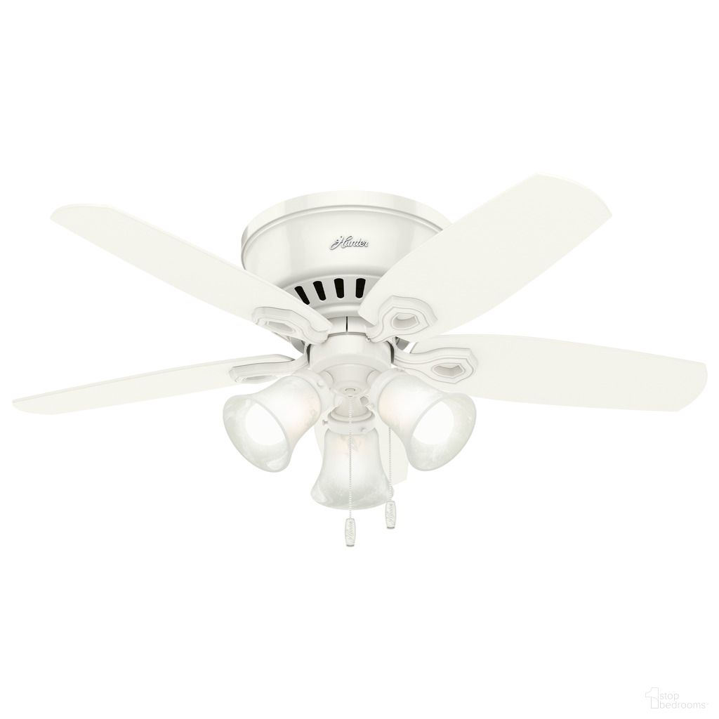 The appearance of Builder 42 Inch Low Profile Ceiling Fan with LED Light Kit and Pull Chain In Snow White designed by Hunter Fan in the traditional interior design. This snow white piece of furniture was selected by 1StopBedrooms from Builder Collection to add a touch of cosiness and style into your home. Sku: 51090. Material: MDF.