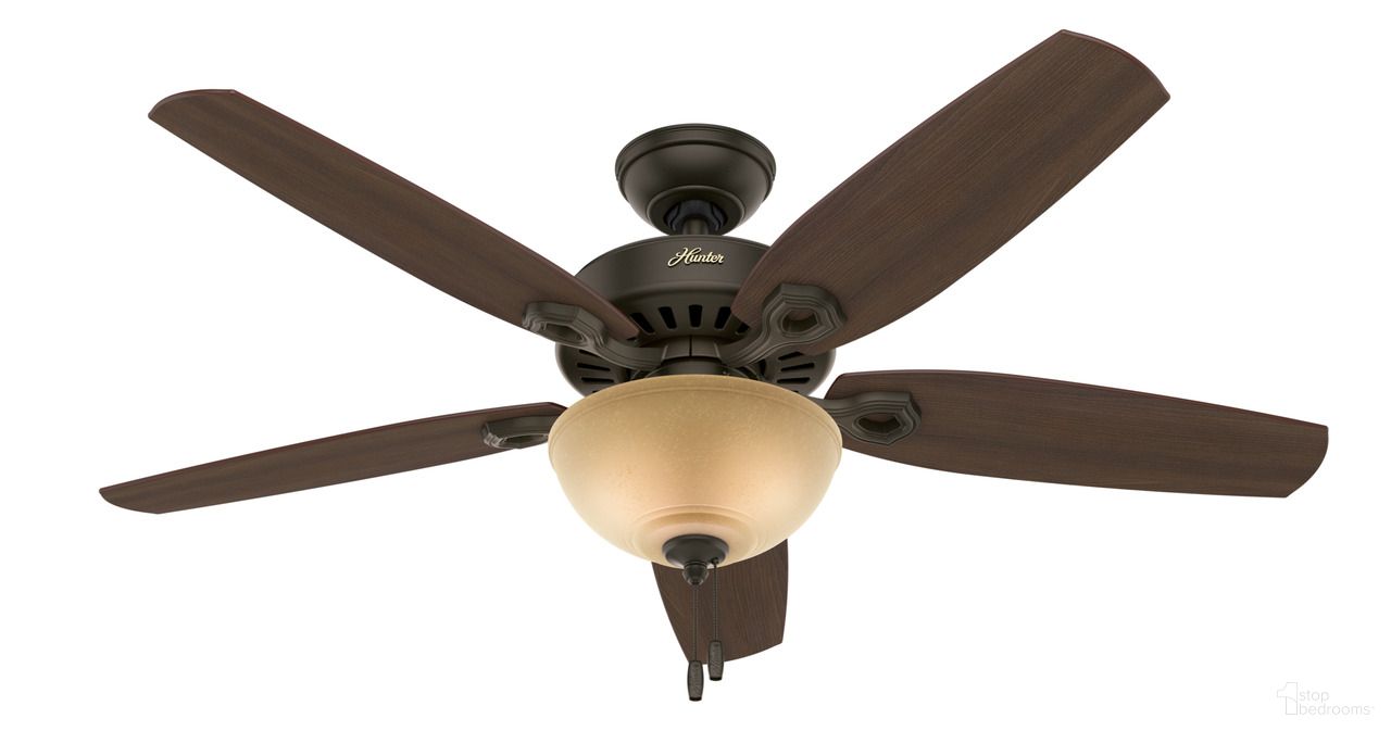 Builder 52 Inch Ceiling Fan with LED Light Kit and Pull Chain In New Bronze and Brazilian Cherry