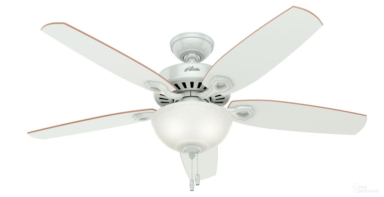 The appearance of Builder 52 Inch Ceiling Fan with LED Light Kit and Pull Chain In White designed by Hunter Fan in the traditional interior design. This white piece of furniture was selected by 1StopBedrooms from Builder Collection to add a touch of cosiness and style into your home. Sku: 53089. Material: Composite.