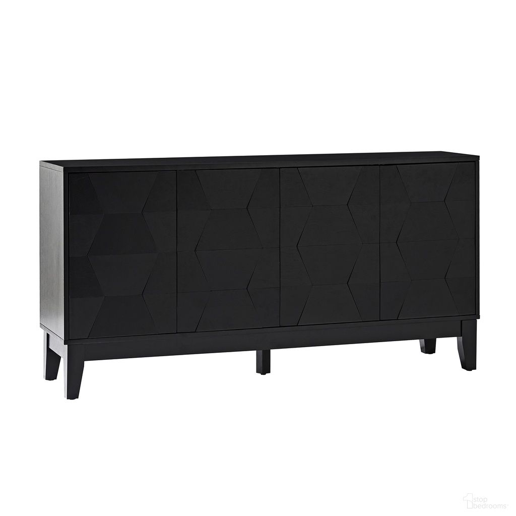 The appearance of Bulanini 60" Wide Sideboard In Black designed by Karat Home in the  interior design. This black piece of furniture  was selected by 1StopBedrooms from Bulanini Collection to add a touch of cosiness and style into your home. Sku: SBHM0574-BLK. Material: Solid Wood.