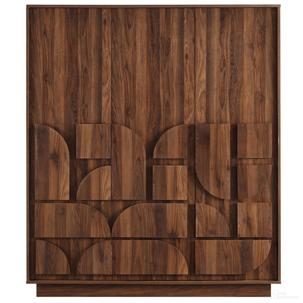 The appearance of Bulwark 3-Door Wardrobe Closet In Walnut designed by Modway in the modern / contemporary interior design. This walnut piece of furniture  was selected by 1StopBedrooms from Bulwark Collection to add a touch of cosiness and style into your home. Sku: MOD-7164-WAL-1;MOD-7164-WAL-2;MOD-7164-WAL-3. Material: MDF.