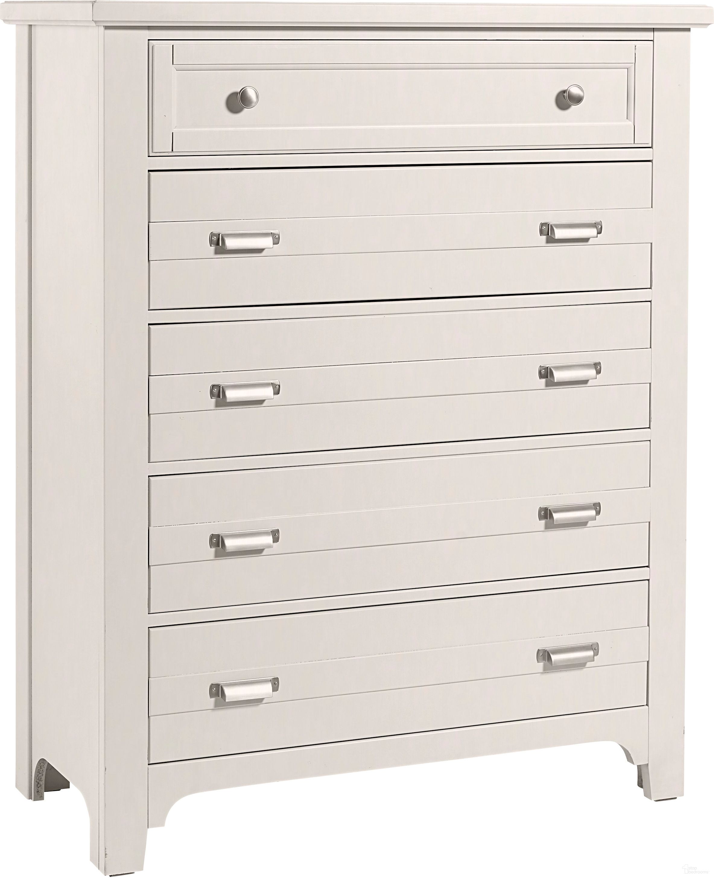 The appearance of Bungalow Lattice 5 Drawer Chest designed by Vaughan Bassett in the transitional interior design. This lattice piece of furniture  was selected by 1StopBedrooms from Bungalow Collection to add a touch of cosiness and style into your home. Sku: 744-115. Material: Solid Hardwood.