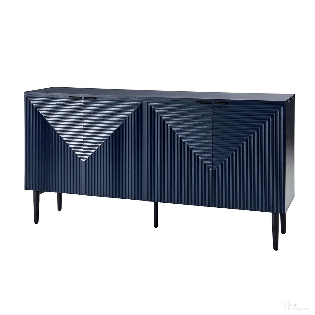 The appearance of Burkart 4 Door Sideboard In Navy designed by Karat Home in the modern / contemporary interior design. This navy piece of furniture was selected by 1StopBedrooms from Burkart Collection to add a touch of cosiness and style into your home. Sku: SBSD0922-NAV. Material: Engineered Wood.