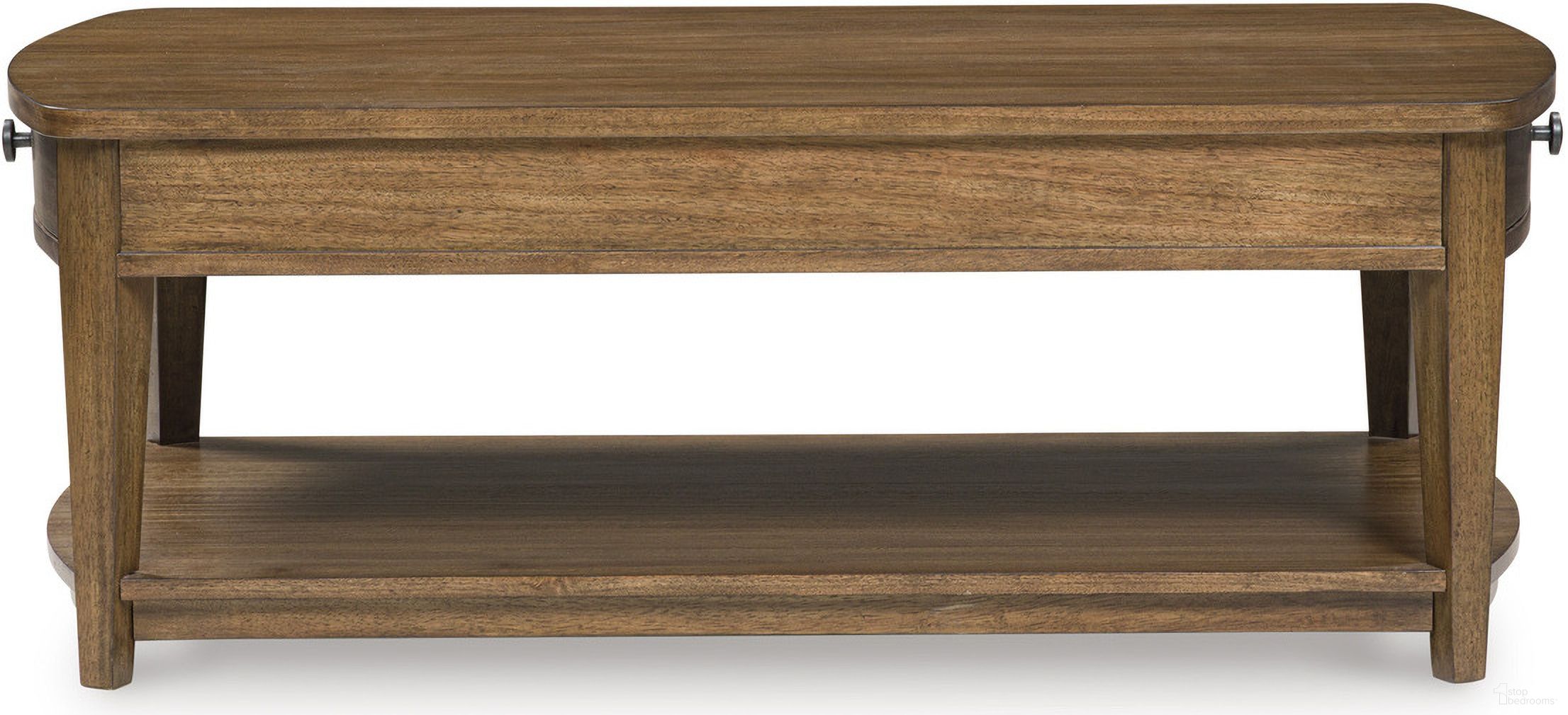 The appearance of Burkbyer Coffee Table In Brown designed by Signature Design by Ashley in the traditional interior design. This brown piece of furniture  was selected by 1StopBedrooms from Burkbyer Collection to add a touch of cosiness and style into your home. Sku: T513-1. Material: Wood.