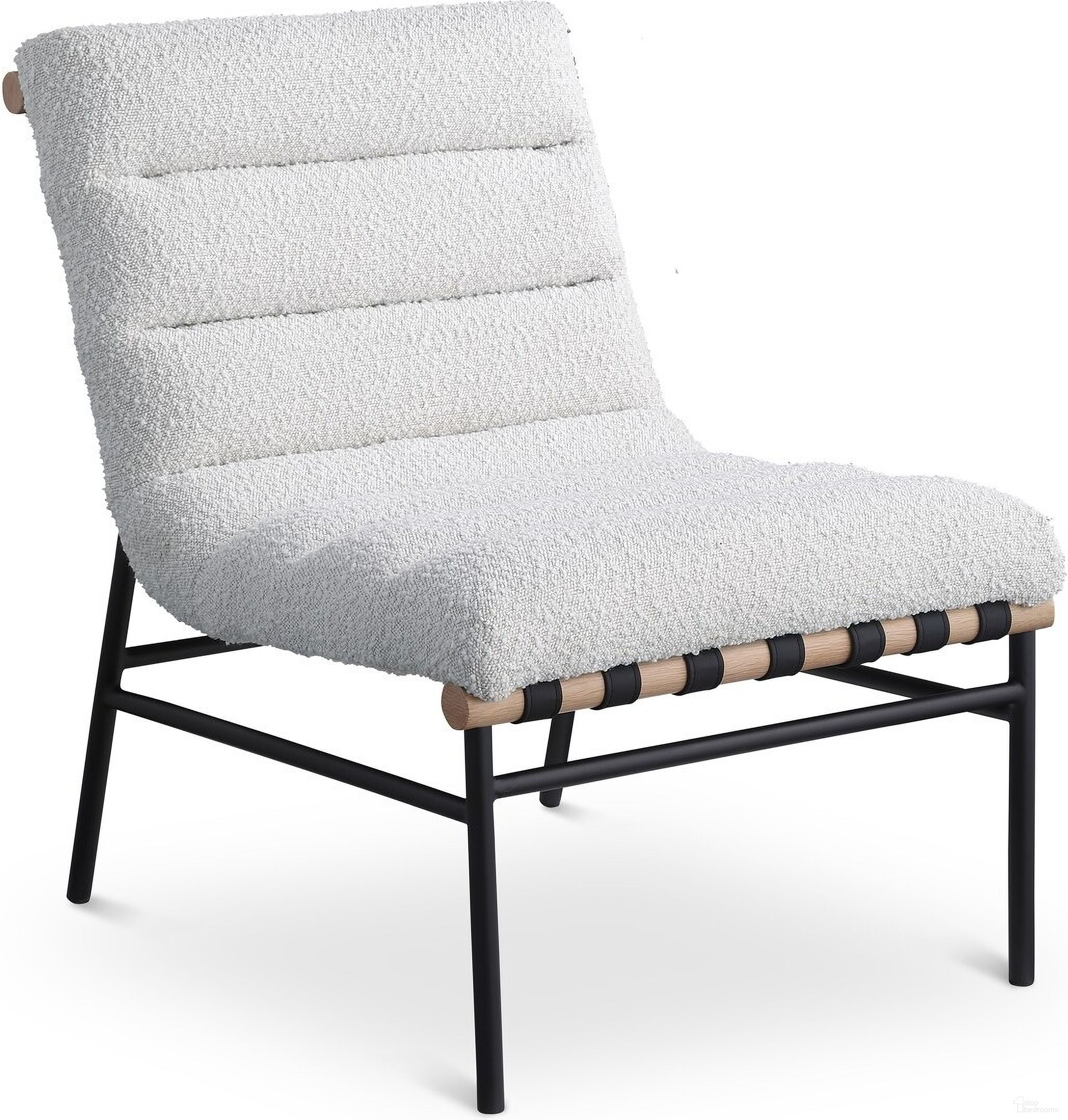 The appearance of Burke Boucle Fabric Accent Chair In Cream designed by Meridian in the modern / contemporary interior design. This cream piece of furniture  was selected by 1StopBedrooms from Burke Collection to add a touch of cosiness and style into your home. Sku: 411Cream. Material: Boucle.
