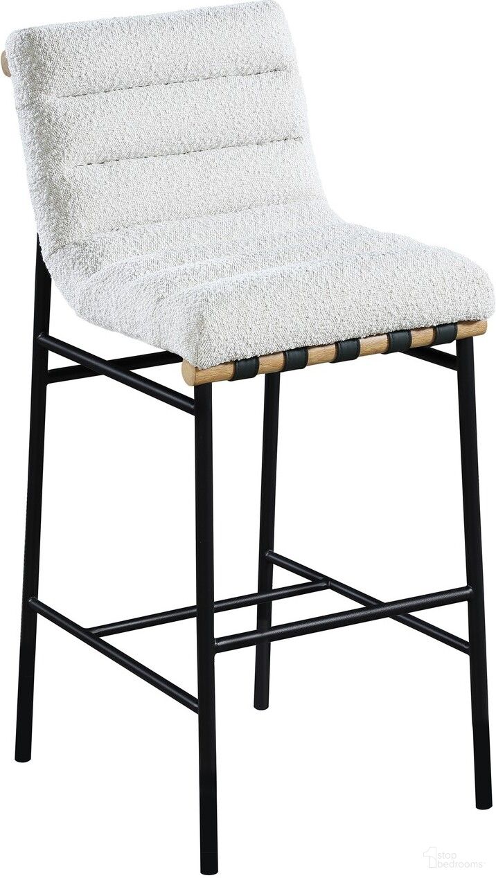 The appearance of Burke Boucle Fabric Barstool In Cream designed by Meridian in the modern / contemporary interior design. This cream piece of furniture was selected by 1StopBedrooms from Burke Collection to add a touch of cosiness and style into your home. Sku: 846Cream-C. Material: Wood.