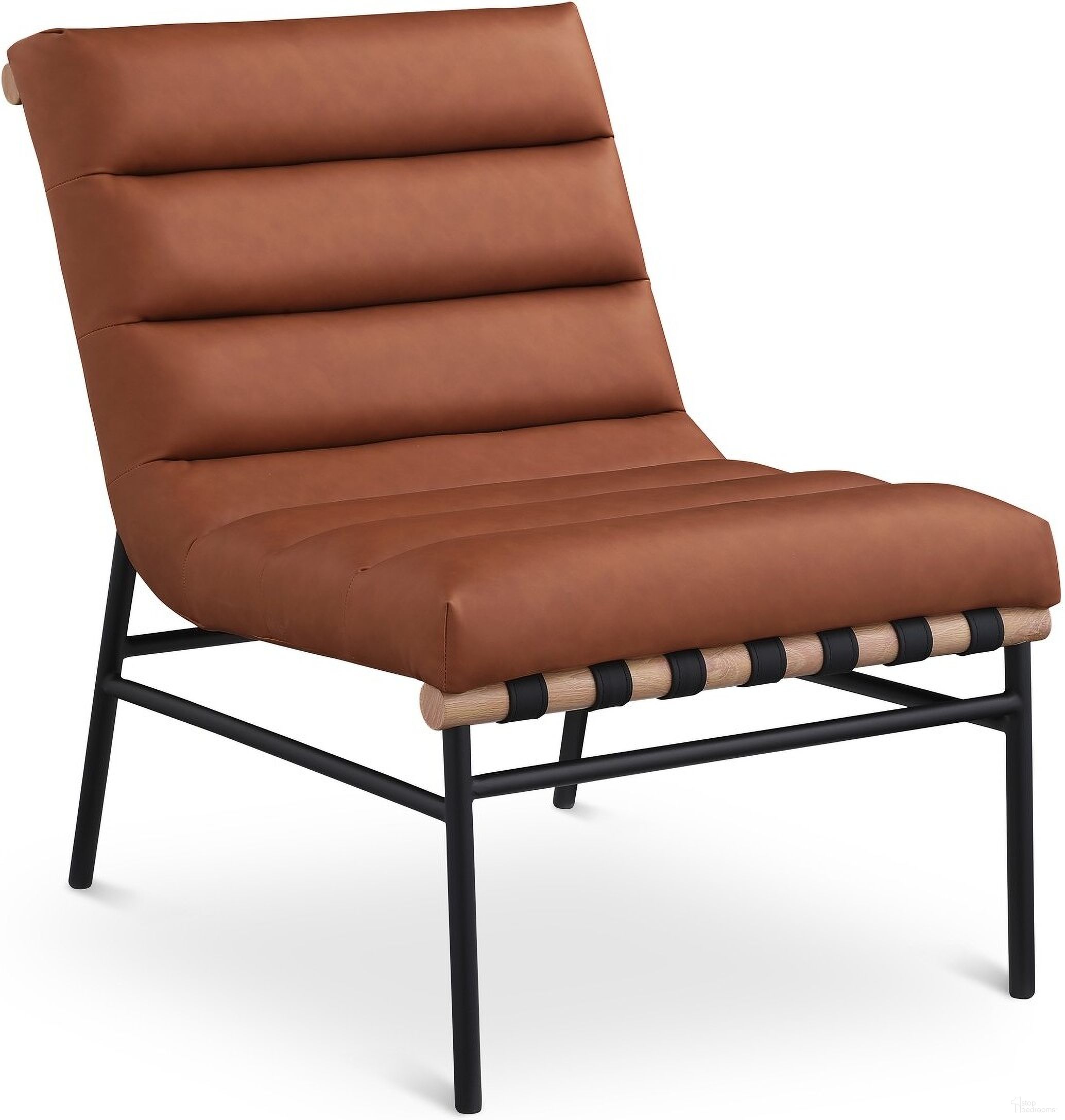 Burke Vegan Leather Accent Chair In Cognac