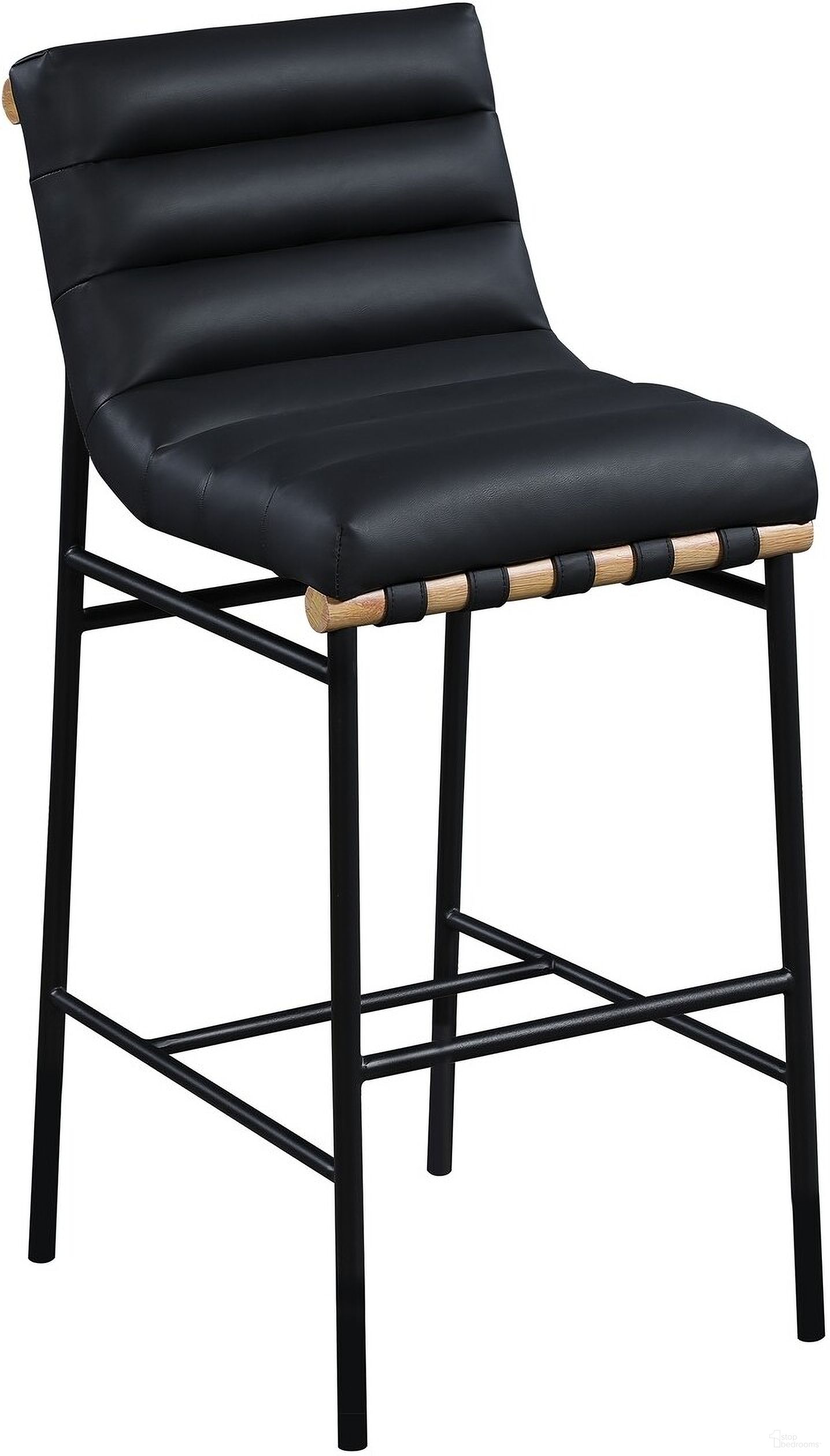 The appearance of Burke Vegan Leather Barstool In Black designed by Meridian in the modern / contemporary interior design. This black piece of furniture  was selected by 1StopBedrooms from Burke Collection to add a touch of cosiness and style into your home. Sku: 846Black-C. Material: Wood.