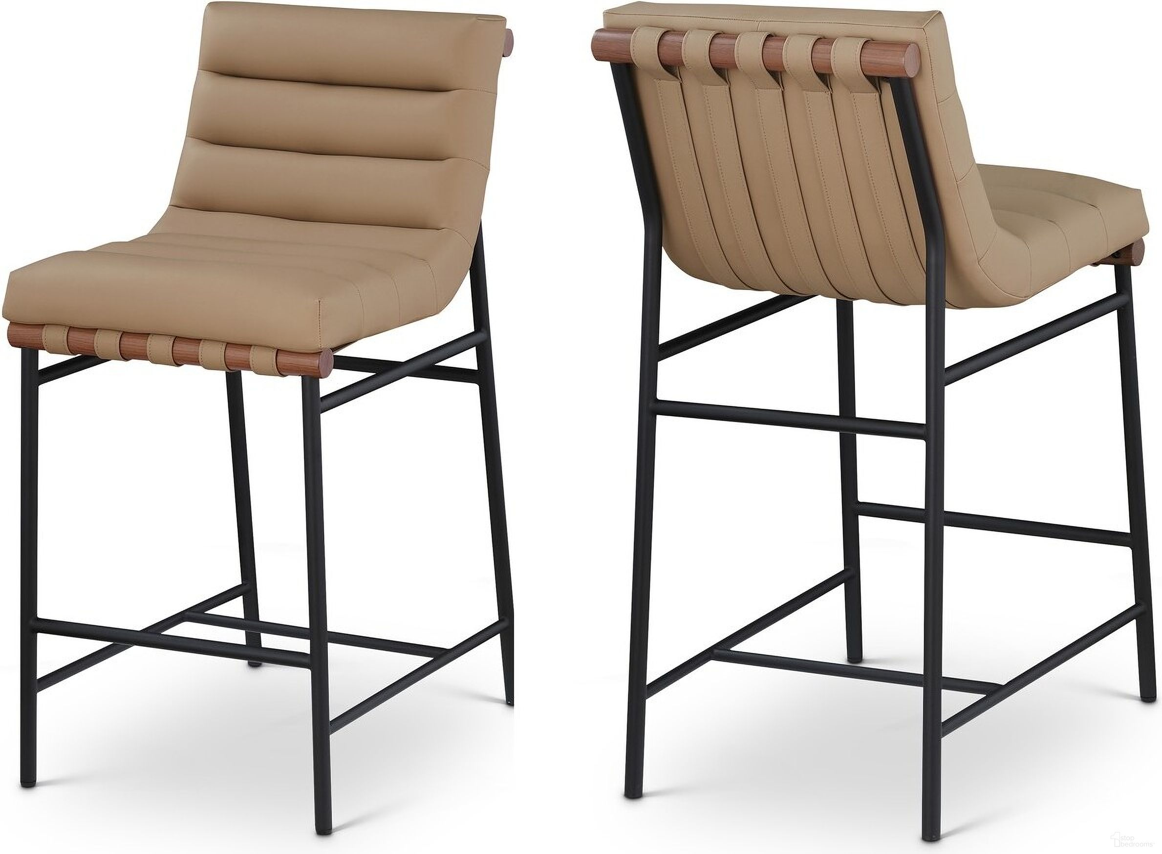 The appearance of Burke Vegan Leather Counter Stool In Tan designed by Meridian in the modern / contemporary interior design. This tan piece of furniture was selected by 1StopBedrooms from Burke Collection to add a touch of cosiness and style into your home. Sku: 813Tan-C. Material: Wood.