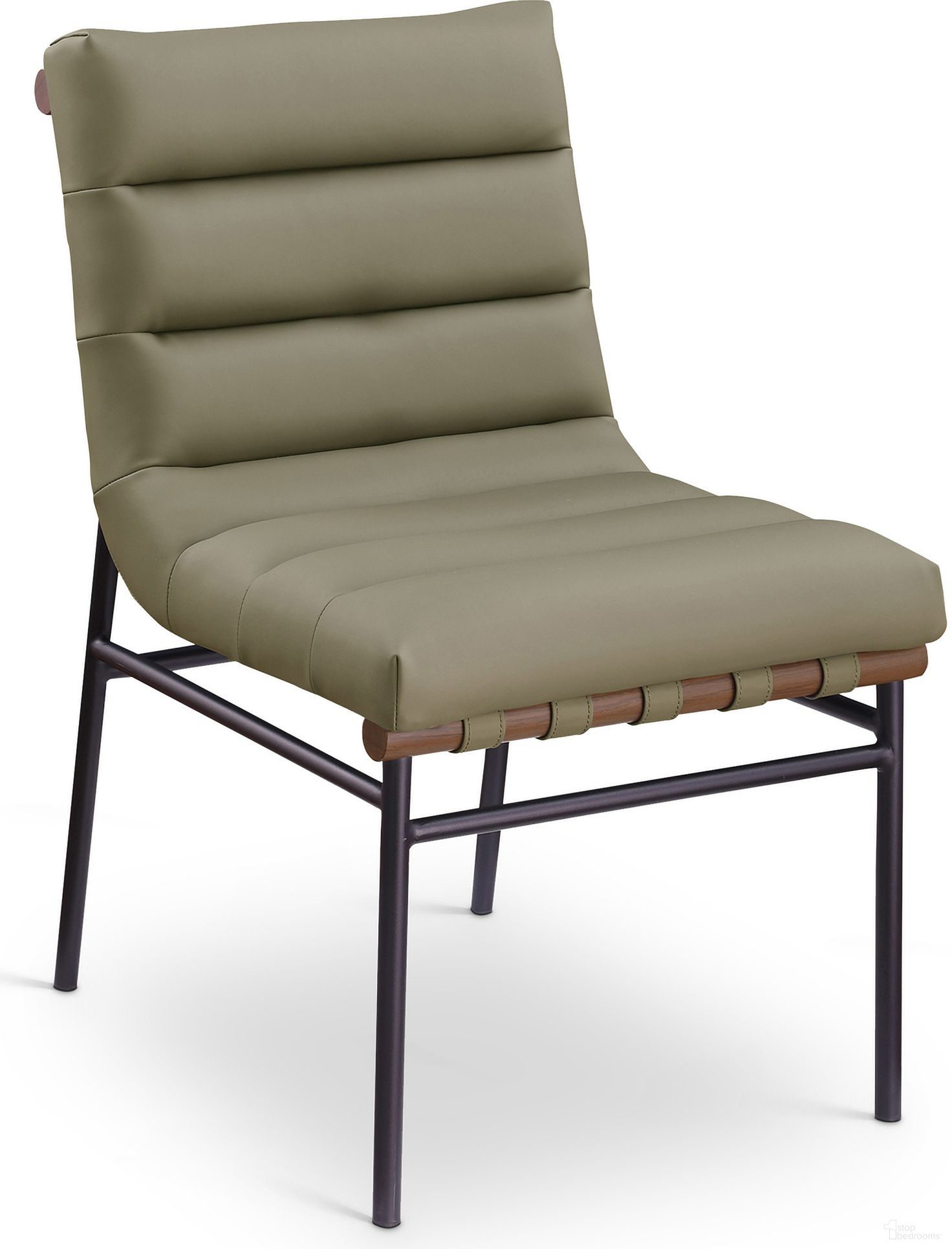 The appearance of Burke Vegan Leather Dining Chair Set of 2 In Olive designed by Meridian in the modern / contemporary interior design. This olive piece of furniture  was selected by 1StopBedrooms from Burke Collection to add a touch of cosiness and style into your home. Sku: 577Olive-C. Material: Vegan Leather. Chair Type: Side Chair.