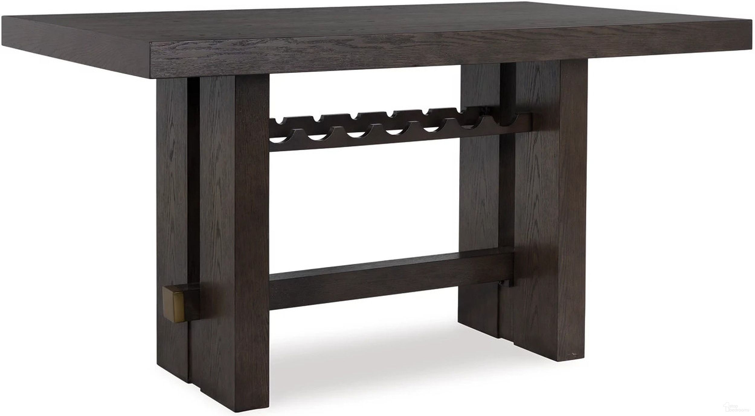 The appearance of Burkhaus Counter Height Dining Table In Dark Brown designed by Signature Design by Ashley in the modern / contemporary interior design. This dark brown piece of furniture was selected by 1StopBedrooms from Burkhaus Collection to add a touch of cosiness and style into your home. Sku: D984-32. Table Base Style: Trestle. Material: Wood. Table Top Shape: Rectangular. Size: 42" x 66".