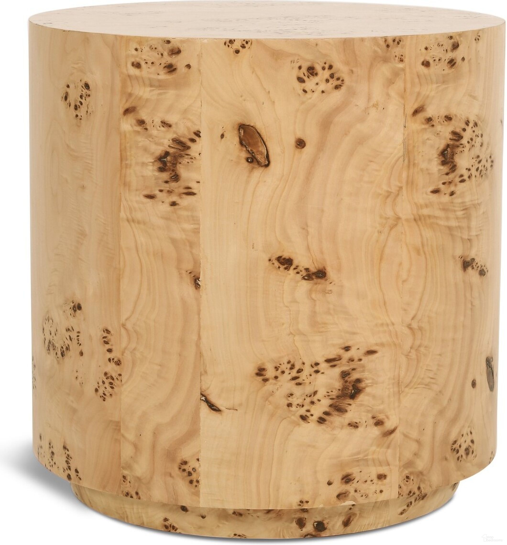 The appearance of Burl End Table In Natural Ash designed by Meridian in the modern / contemporary interior design. This natural piece of furniture  was selected by 1StopBedrooms from Burl Collection to add a touch of cosiness and style into your home. Sku: 270-E. Material: Plywood.