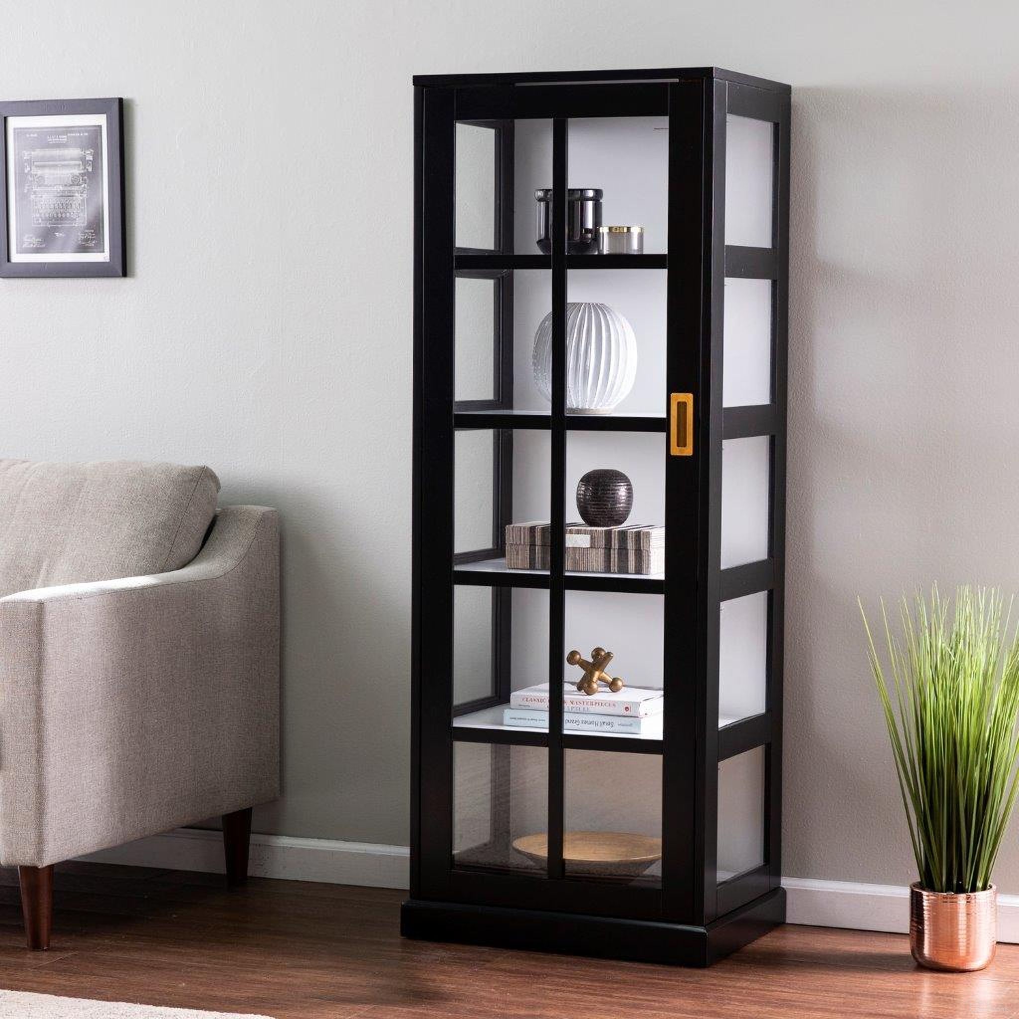 The appearance of Burland Tall Curio Cabinet designed by SEI Furniture in the transitional interior design. This black and white piece of furniture was selected by 1StopBedrooms from Burland Collection to add a touch of cosiness and style into your home. Sku: CM1103924. Material: Wood.