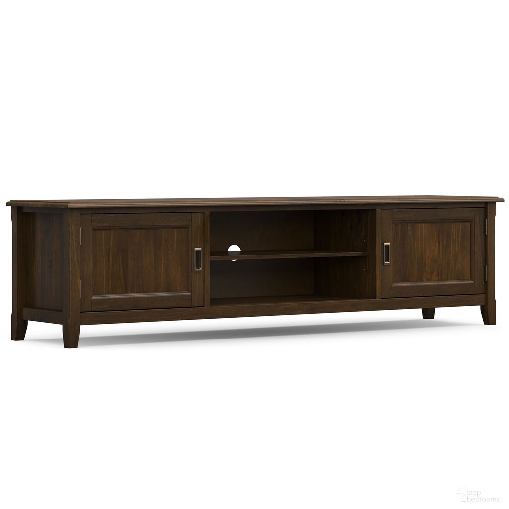 Burlington Solid Wood 72 Inch Low TV Media Stand In Mahogany Brown