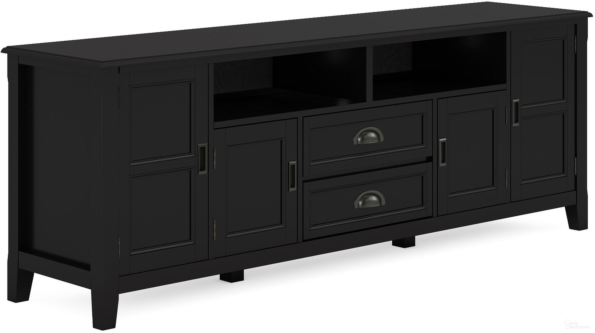 Burlington Solid Wood 72 Inch TV Media Stand In Black