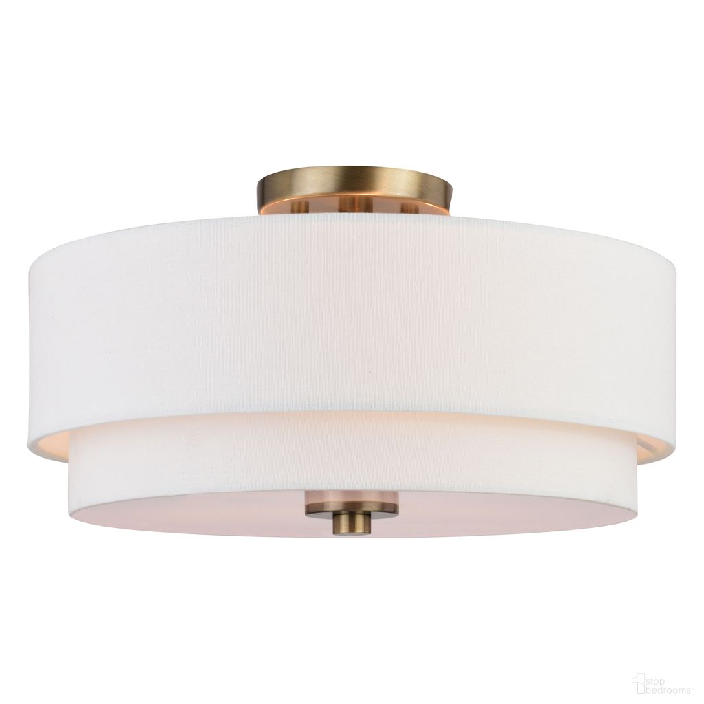 The appearance of Burnaby 16 Inch Semi-Flush Mount In Matte Brass designed by Vaxcel in the transitional interior design. This matte brass piece of furniture  was selected by 1StopBedrooms from Burnaby Collection to add a touch of cosiness and style into your home. Sku: C0280. Material: Steel.
