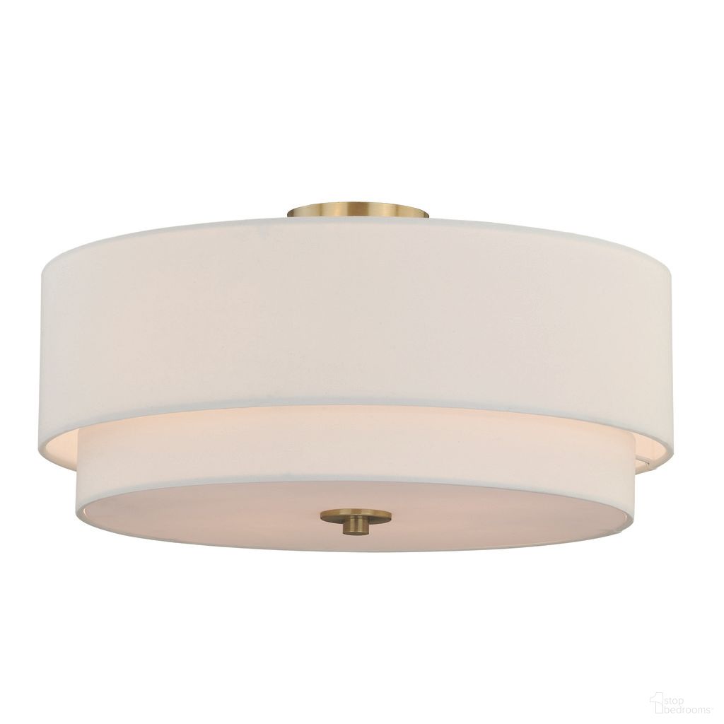The appearance of Burnaby 20.5 Inch Semi Flush Ceiling Light In Matte Brass designed by Vaxcel in the transitional interior design. This matte brass piece of furniture  was selected by 1StopBedrooms from Burnaby Collection to add a touch of cosiness and style into your home. Sku: C0112. Material: Steel.