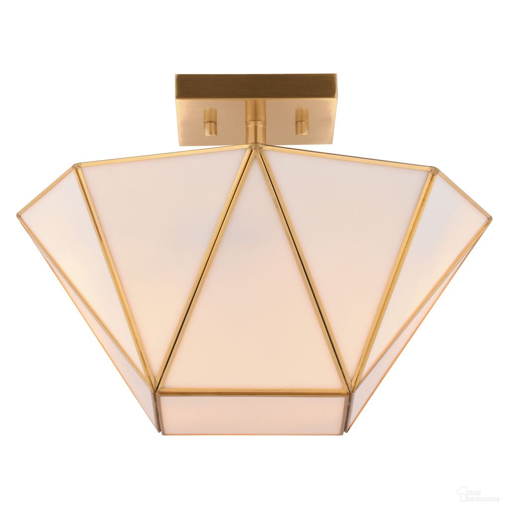 Burnett 14 Inch 2 Light Semi-Flush Mount In Muted Brass