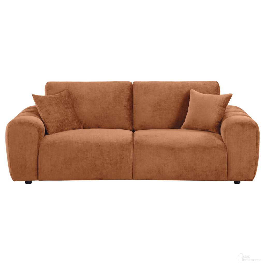 The appearance of Burnett Chenille Upholstered Wide Arm Sofa In Burnt Orange designed by Coaster in the modern / contemporary interior design. This burnt orange piece of furniture was selected by 1StopBedrooms from Burnett Collection to add a touch of cosiness and style into your home. Sku: 504951. Material: Wood.