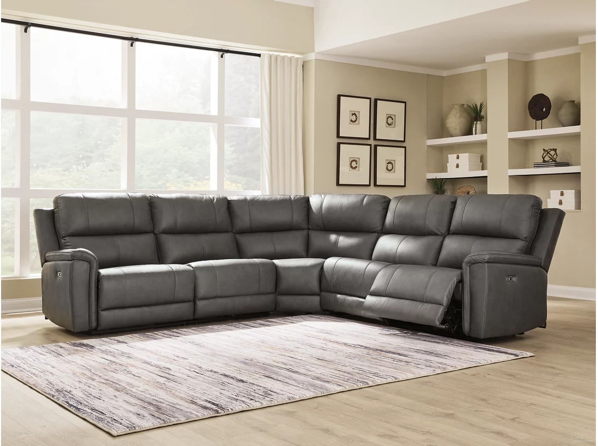 The appearance of Burnley 5-Piece Power Reclining Sectional In Anchor designed by Signature Design by Ashley in the modern / contemporary interior design. This anchor piece of furniture was selected by 1StopBedrooms from Burnley Collection to add a touch of cosiness and style into your home. Sku: NCU1200031;NCU1200046;NCU1200058;NCU1200062;NCU1200077. Material: Leather. Layout: L-Shape.