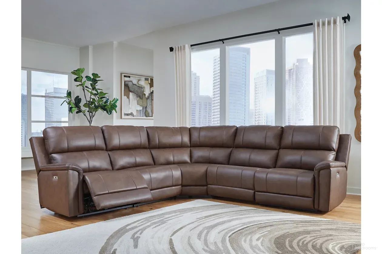 Burnley 5-Piece Power Reclining Sectional In Espresso