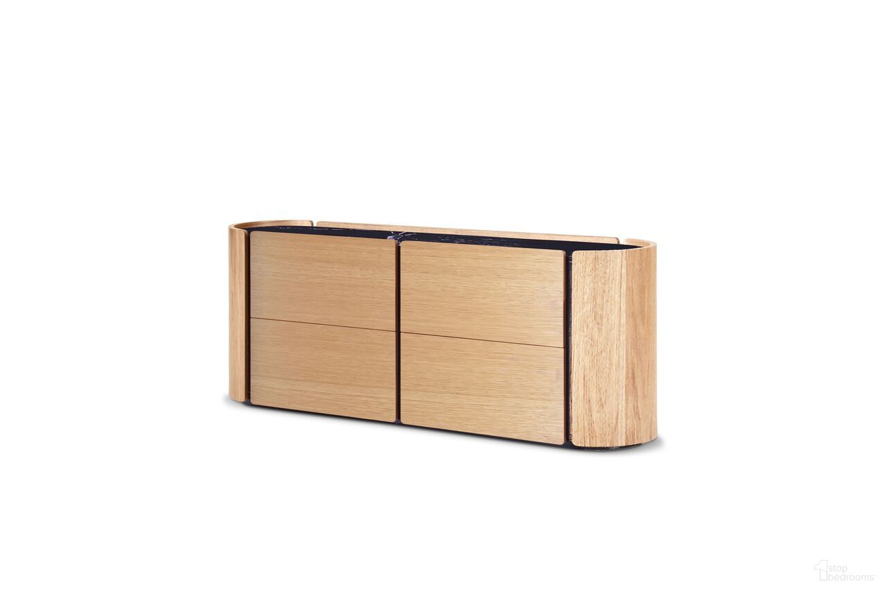 The appearance of Burrow 4-Drawer Double Dresser Black Sintersone Top In White designed by Mobital in the interior design. This white piece of furniture was selected by 1StopBedrooms from Burrow Collection to add a touch of cosiness and style into your home. Sku: DRE-BURR-WOAK-. Material: Oak Veneer.