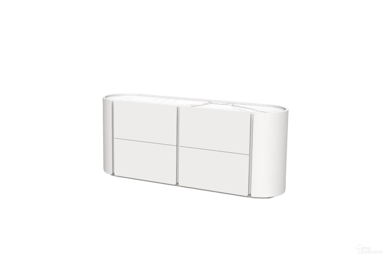 Burrow 4-Drawer Double Dresser Black Sintersone Top In White
