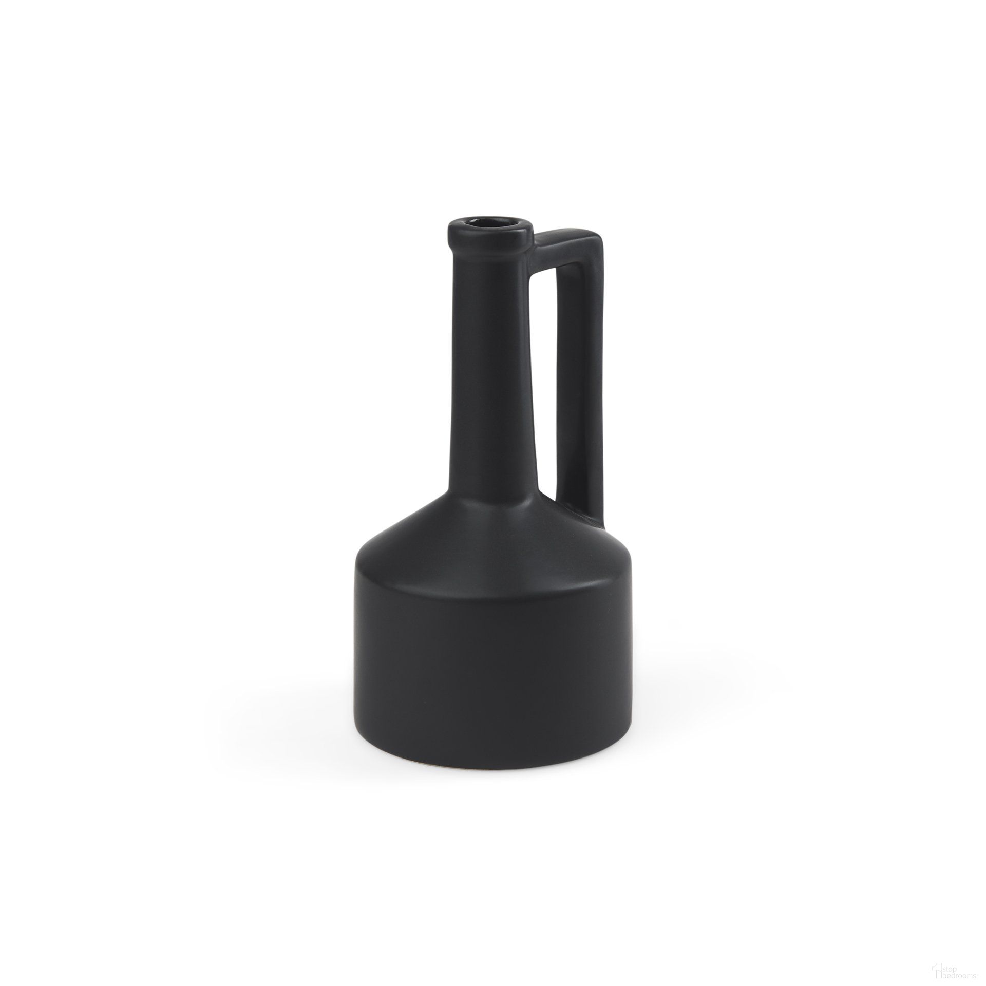 Burton 10.8 Inch Ceramic Small Jug Vase In Matte Black