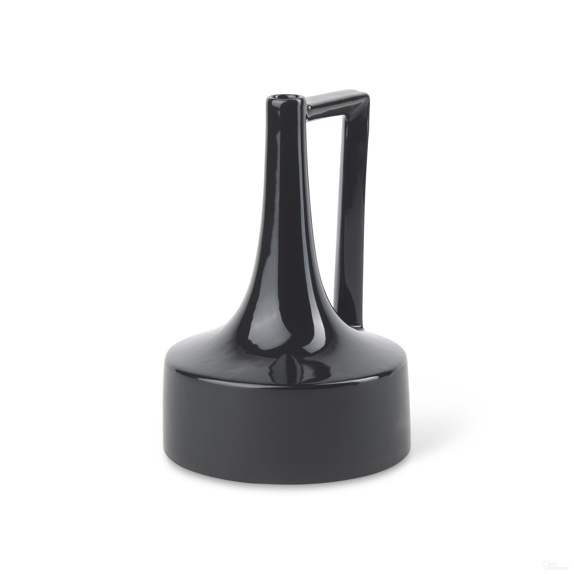 Burton 11.6 Inch Ceramic Medium Jug Vase In Glossy and Matte Black