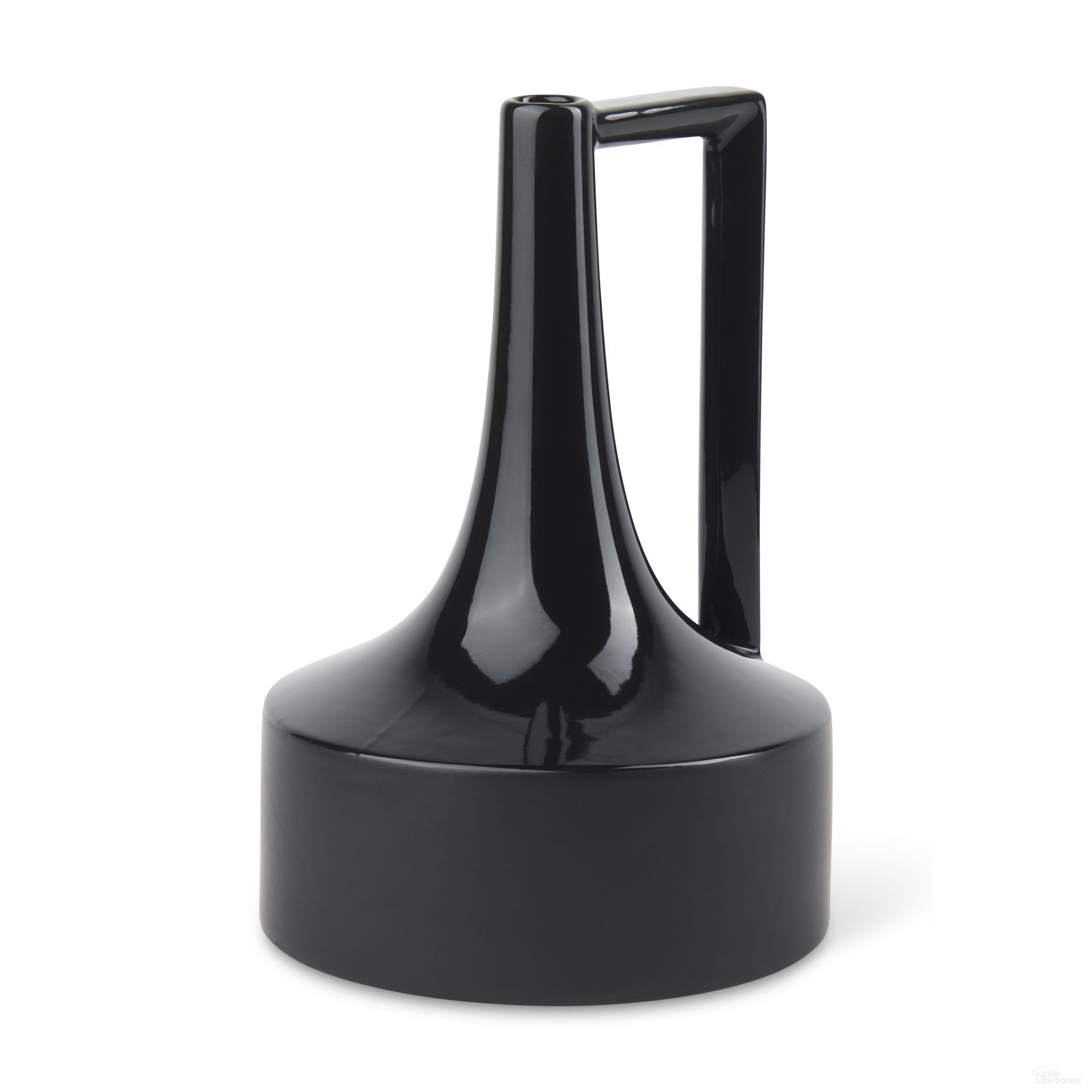 Burton 13.1 Inch Ceramic Large Jug Vase In Glossy and Matte Black
