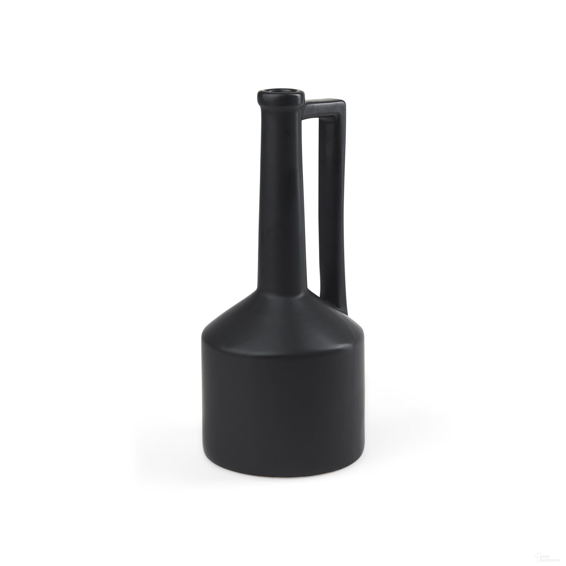 Burton 14.2 Inch Ceramic Medium Jug Vase In Matte Black